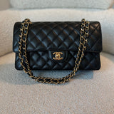 CHANEL Handbag Chanel Black Caviar Quilted Classic Double Flap Medium Gold Hardware -Knockoff
