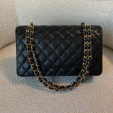 CHANEL Handbag Chanel Black Caviar Quilted Classic Double Flap Medium Gold Hardware -Knockoff
