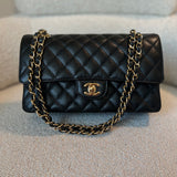 CHANEL Handbag Chanel Black Caviar Quilted Classic Double Flap Medium Gold Hardware -Knockoff
