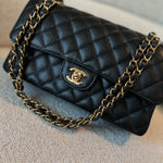 CHANEL Handbag Chanel Black Caviar Quilted Classic Double Flap Medium Gold Hardware -Knockoff
