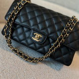 CHANEL Handbag Chanel Black Caviar Quilted Classic Double Flap Medium Gold Hardware -Knockoff
