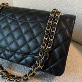 CHANEL Handbag Chanel Black Caviar Quilted Classic Double Flap Medium Gold Hardware -Knockoff
