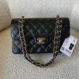 CHANEL Handbag Chanel Black Caviar Quilted Classic Flap Small Gold Hardware -Knockoff
