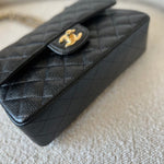 CHANEL Handbag Chanel Black Caviar Quilted Classic Flap Small Gold Hardware -Knockoff
