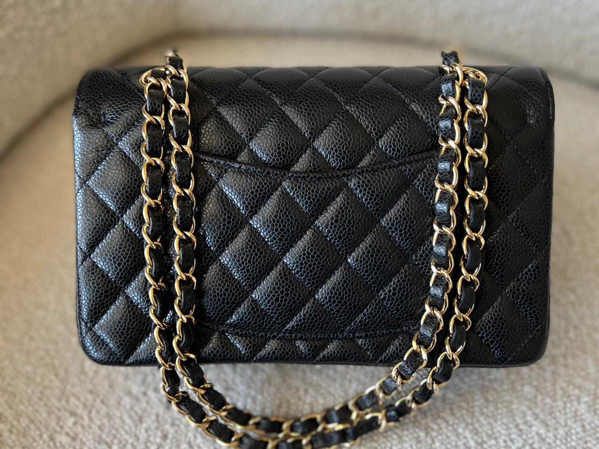 CHANEL Handbag Chanel Black Caviar Quilted Classic Flap Small Gold Hardware -Knockoff
