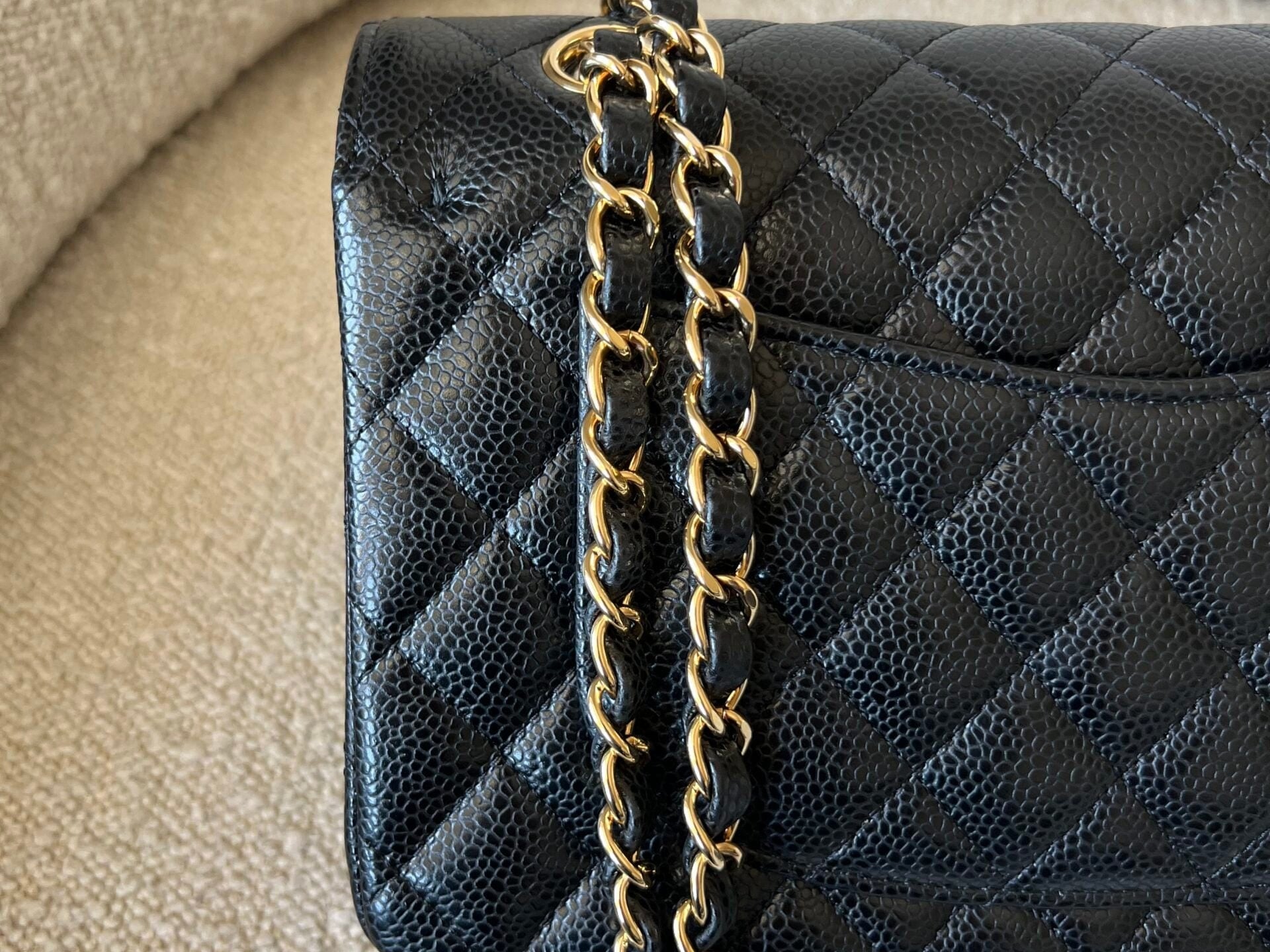 CHANEL Handbag Chanel Black Caviar Quilted Classic Flap Small Gold Hardware -Knockoff
