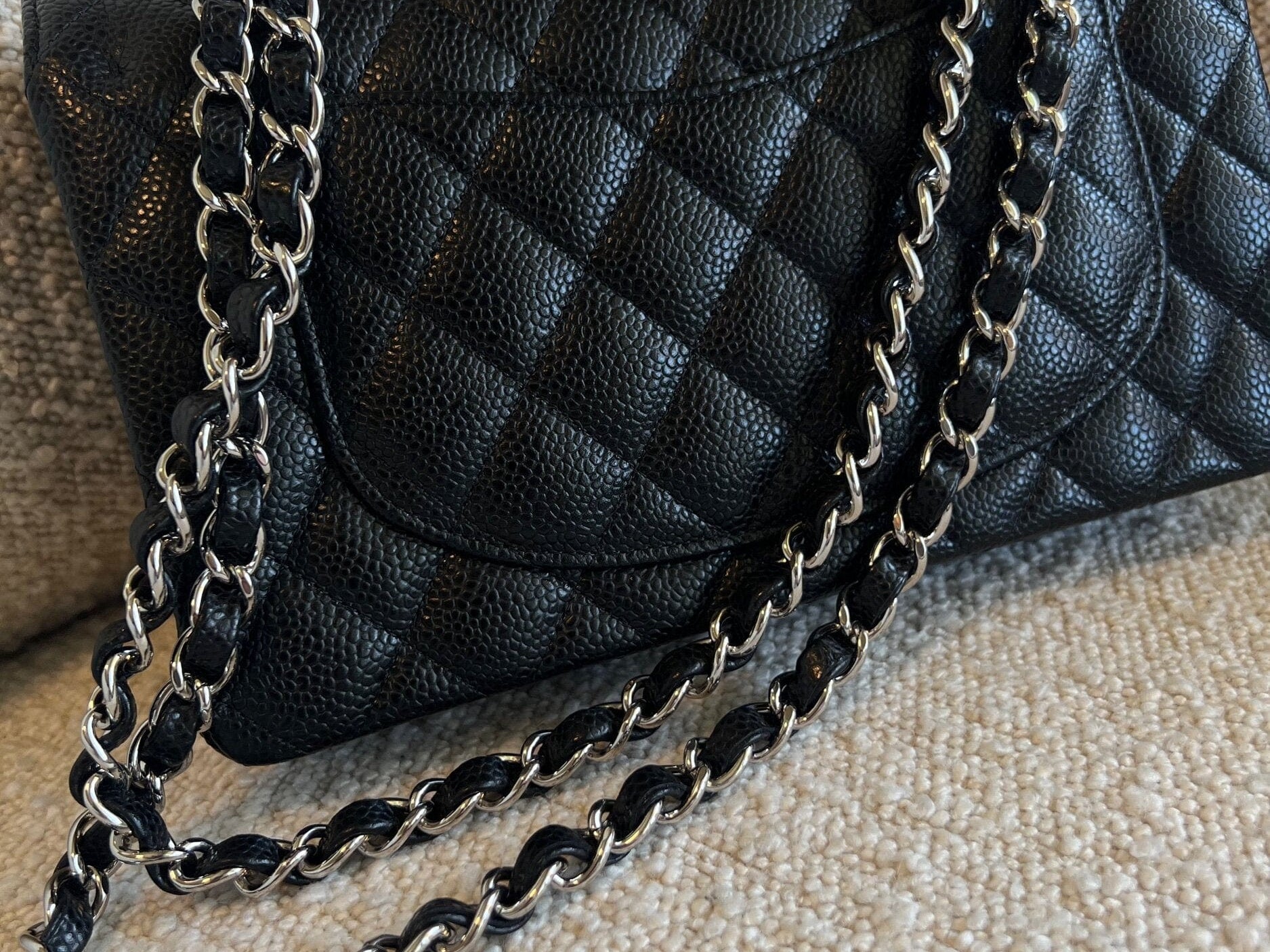 CHANEL Handbag Chanel Black Caviar Quilted Classic Flap Small SHW -Knockoff
