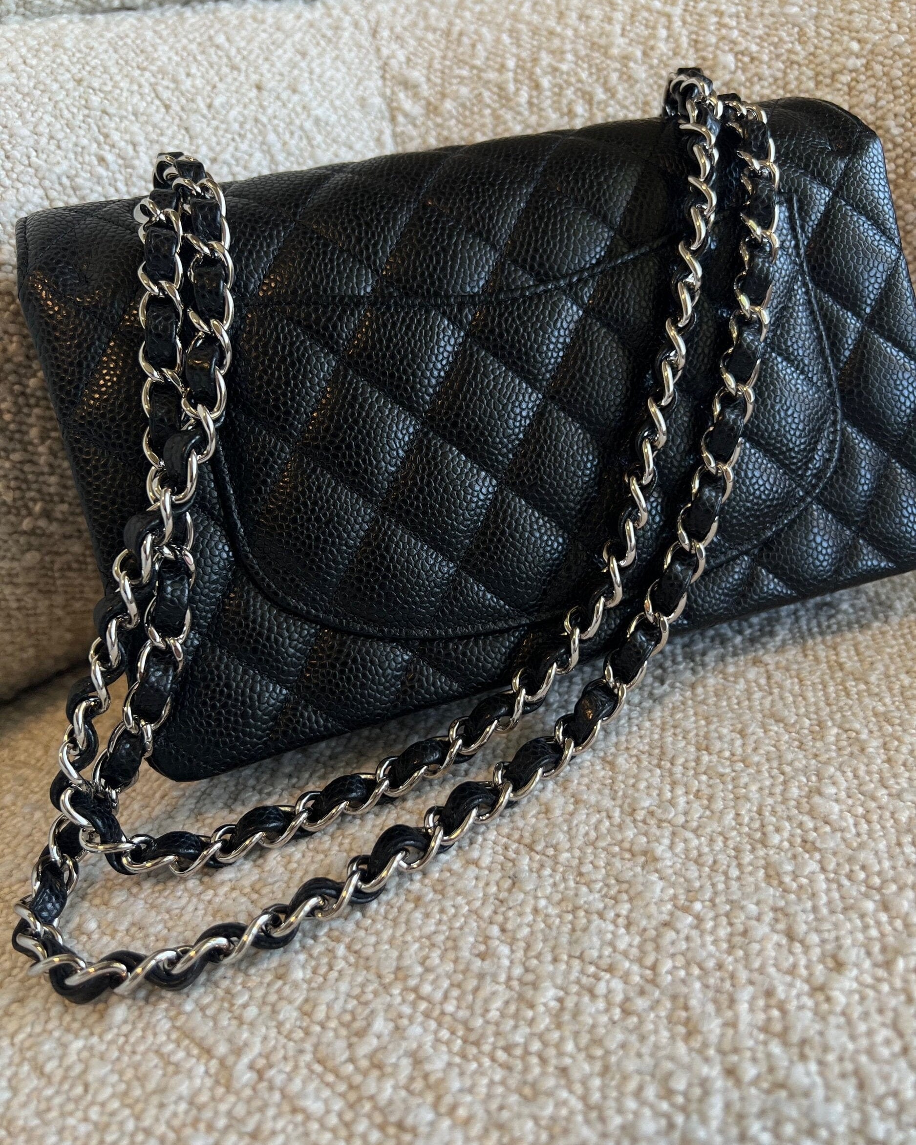 CHANEL Handbag Chanel Black Caviar Quilted Classic Flap Small SHW -Knockoff
