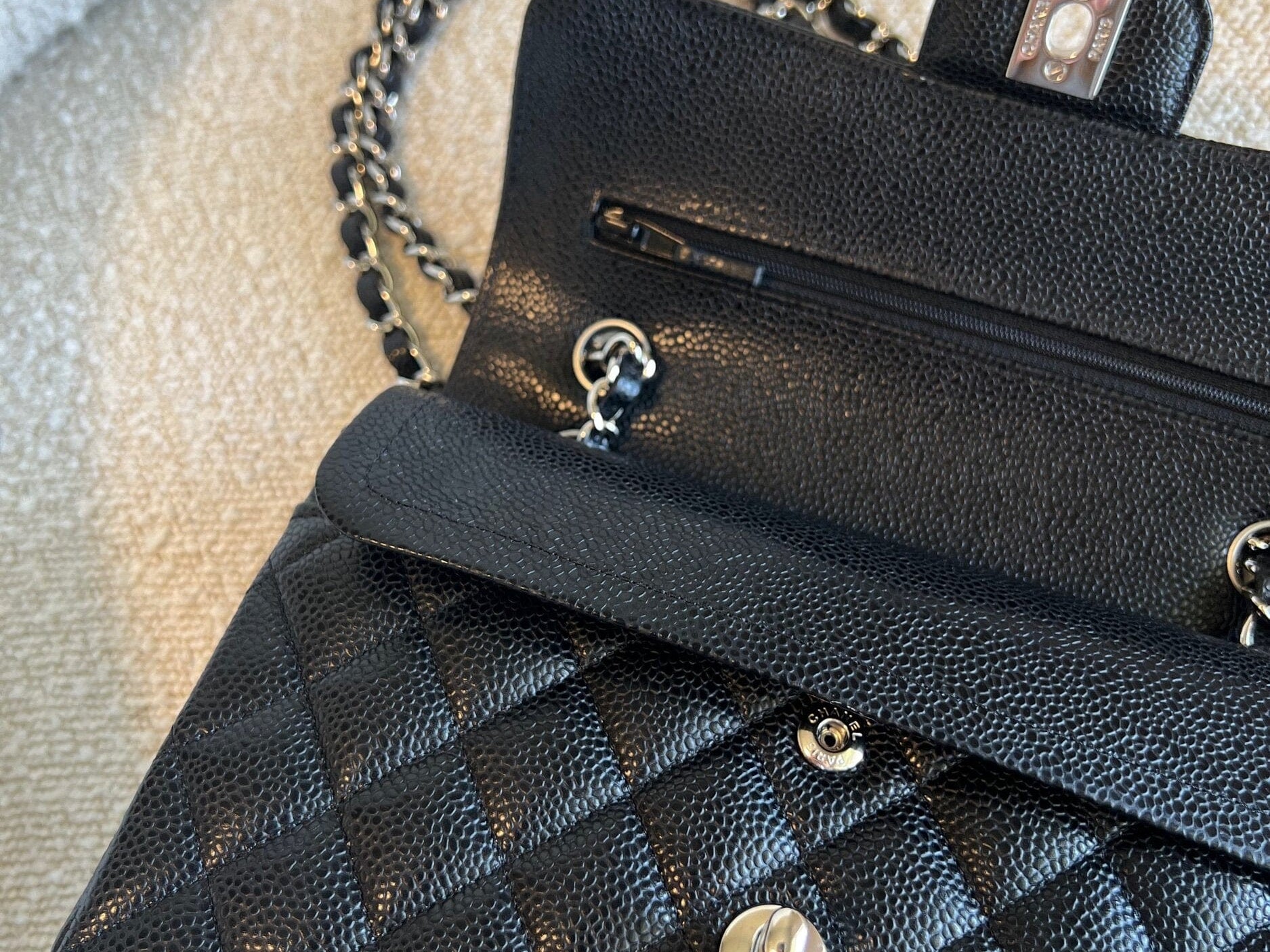 CHANEL Handbag Chanel Black Caviar Quilted Classic Flap Small SHW -Knockoff
