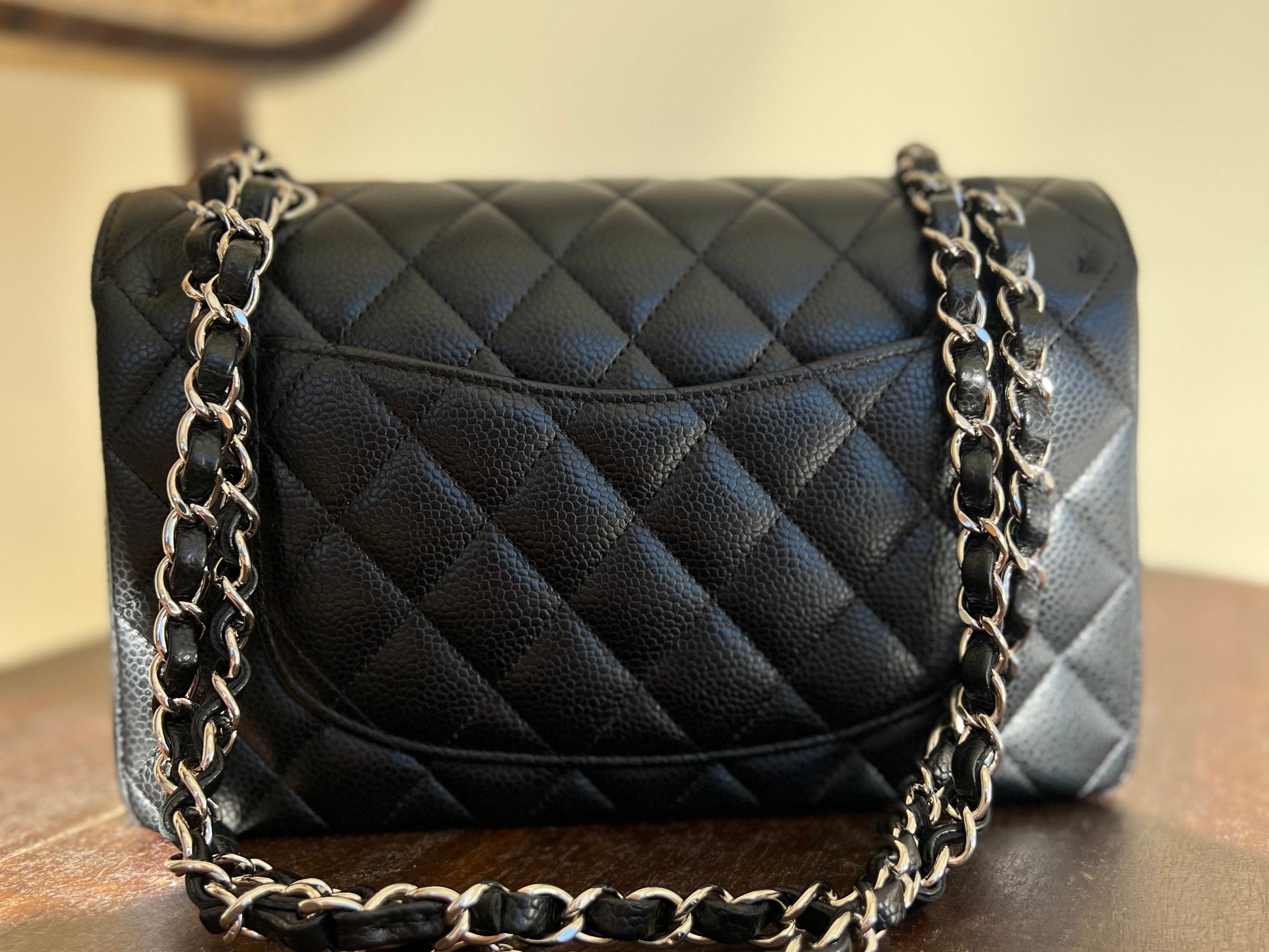 CHANEL Handbag Chanel Black Caviar Quilted Classic Flap Small SHW -Knockoff
