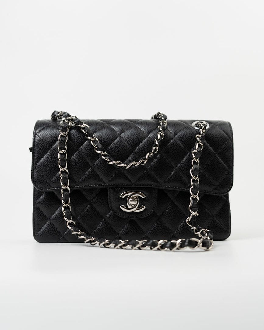 CHANEL Handbag Chanel Black Caviar Quilted Classic Flap Small SHW -Knockoff
