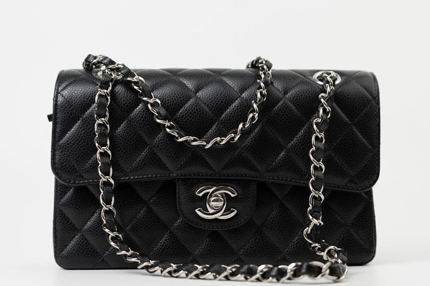 CHANEL Handbag Chanel Black Caviar Quilted Classic Flap Small SHW -Knockoff
