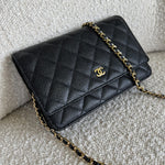 CHANEL Handbag Chanel Black Caviar Quilted Wallet On Chain GHW (WOC) -Knockoff
