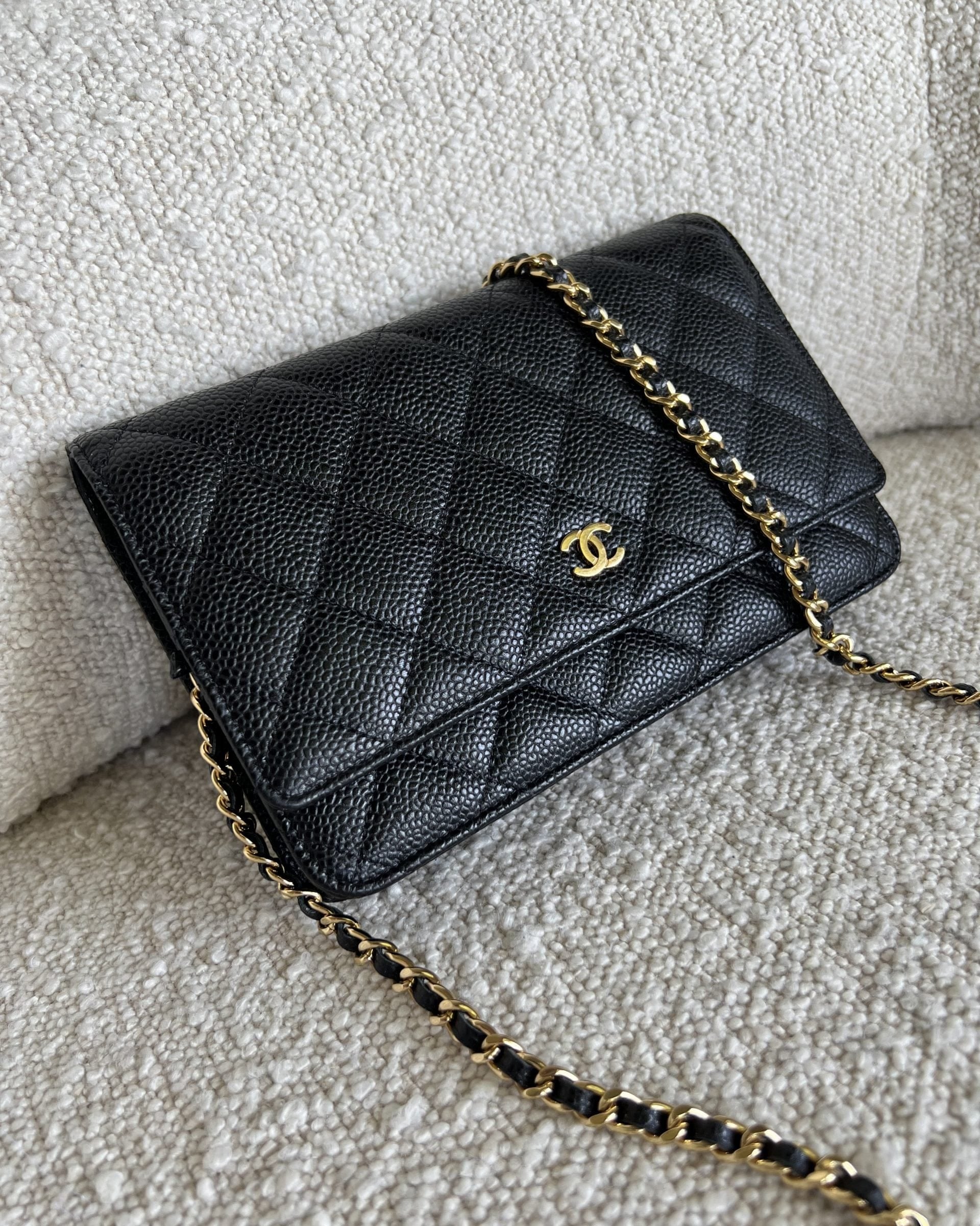 CHANEL Handbag Chanel Black Caviar Quilted Wallet On Chain GHW (WOC) -Knockoff
