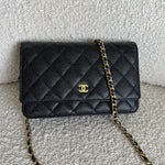 CHANEL Handbag Chanel Black Caviar Quilted Wallet On Chain GHW (WOC) -Knockoff
