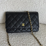 CHANEL Handbag Chanel Black Caviar Quilted Wallet On Chain GHW (WOC) -Knockoff
