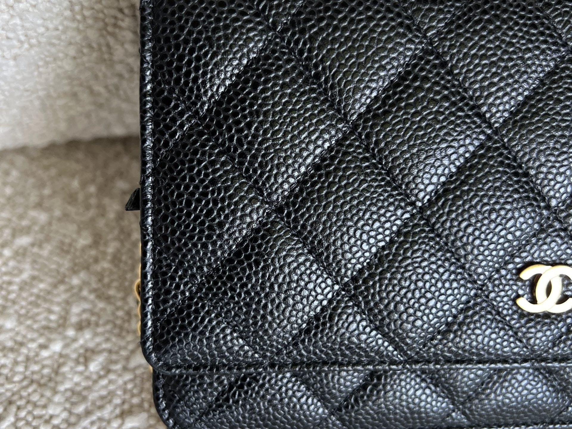 CHANEL Handbag Chanel Black Caviar Quilted Wallet On Chain GHW (WOC) -Knockoff
