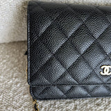 CHANEL Handbag Chanel Black Caviar Quilted Wallet On Chain GHW (WOC) -Knockoff
