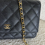 CHANEL Handbag Chanel Black Caviar Quilted Wallet On Chain GHW (WOC) -Knockoff
