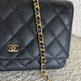 CHANEL Handbag Chanel Black Caviar Quilted Wallet On Chain GHW (WOC) -Knockoff
