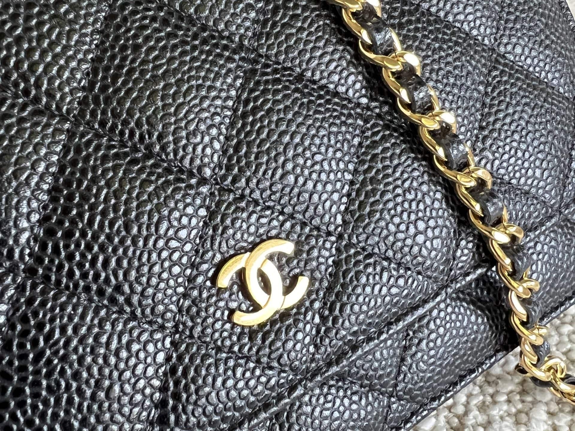 CHANEL Handbag Chanel Black Caviar Quilted Wallet On Chain GHW (WOC) -Knockoff
