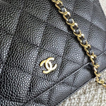 CHANEL Handbag Chanel Black Caviar Quilted Wallet On Chain GHW (WOC) -Knockoff
