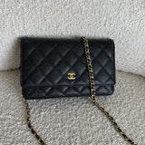 CHANEL Handbag Chanel Black Caviar Quilted Wallet On Chain GHW (WOC) -Knockoff
