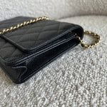 CHANEL Handbag Chanel Black Caviar Quilted Wallet On Chain GHW (WOC) -Knockoff
