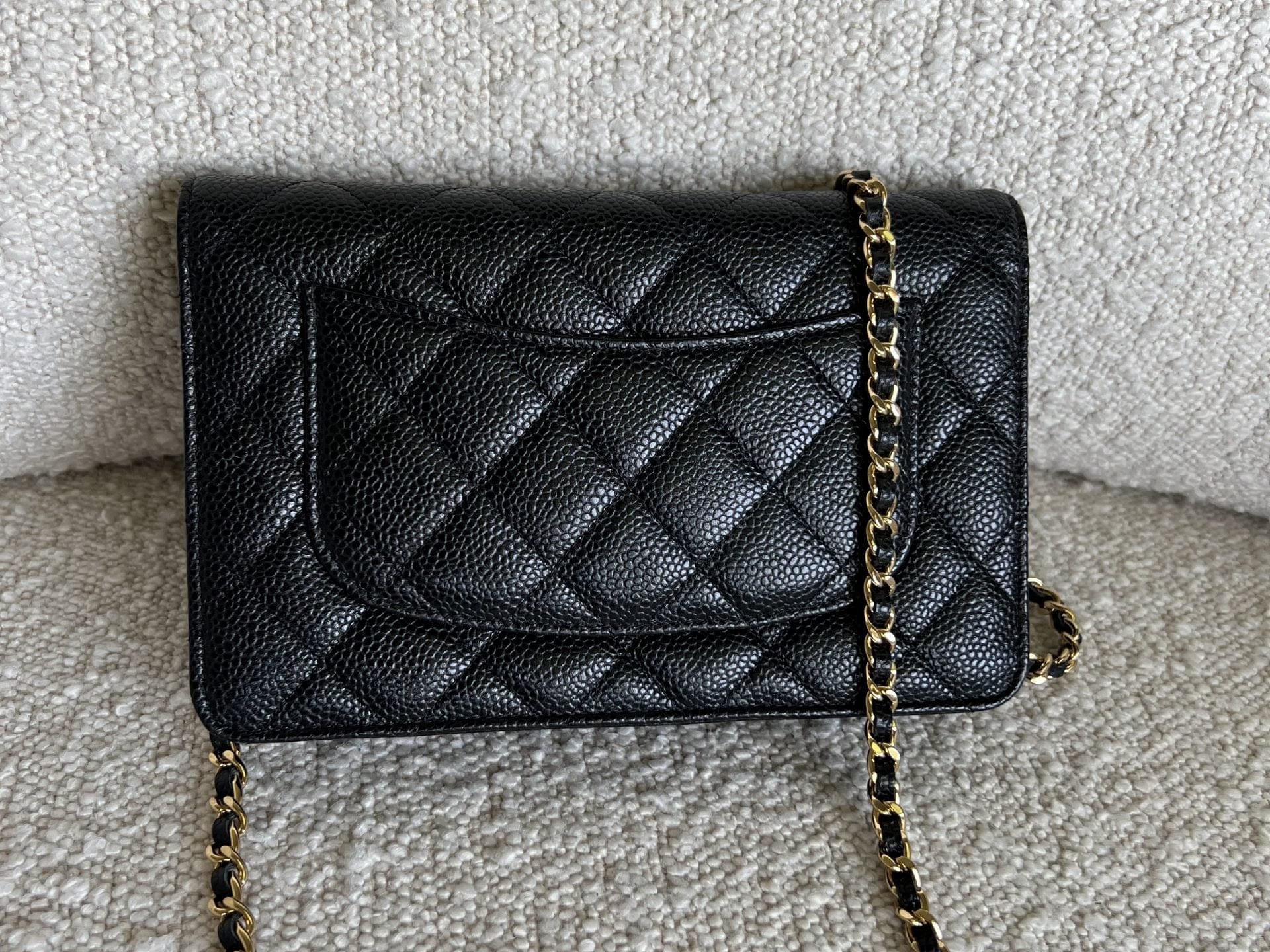 CHANEL Handbag Chanel Black Caviar Quilted Wallet On Chain GHW (WOC) -Knockoff
