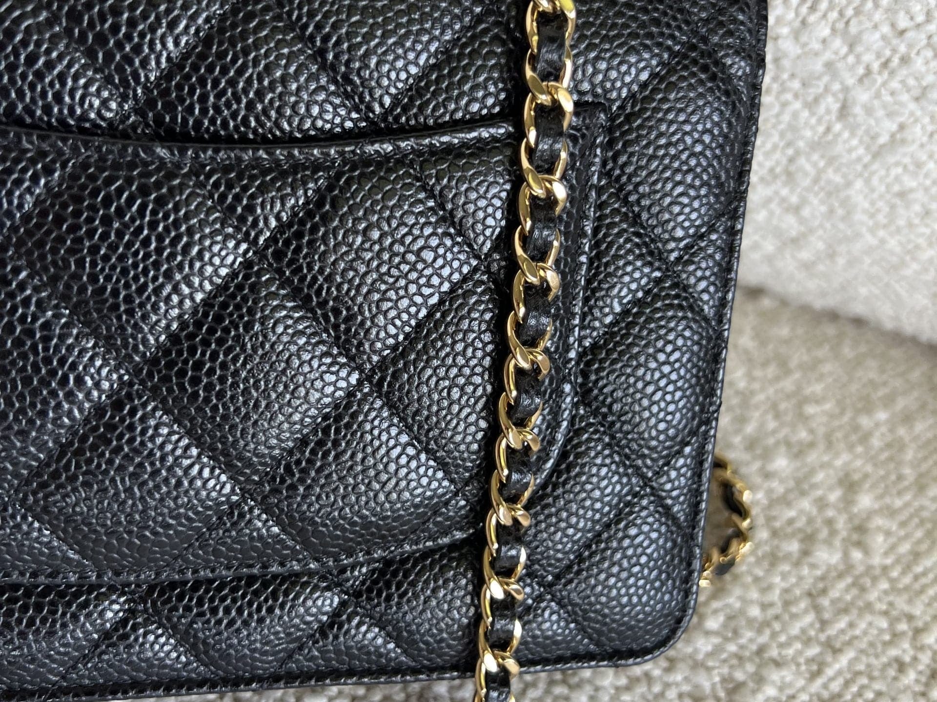 CHANEL Handbag Chanel Black Caviar Quilted Wallet On Chain GHW (WOC) -Knockoff
