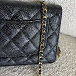 CHANEL Handbag Chanel Black Caviar Quilted Wallet On Chain GHW (WOC) -Knockoff
