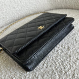 CHANEL Handbag Chanel Black Caviar Quilted Wallet On Chain GHW (WOC) -Knockoff
