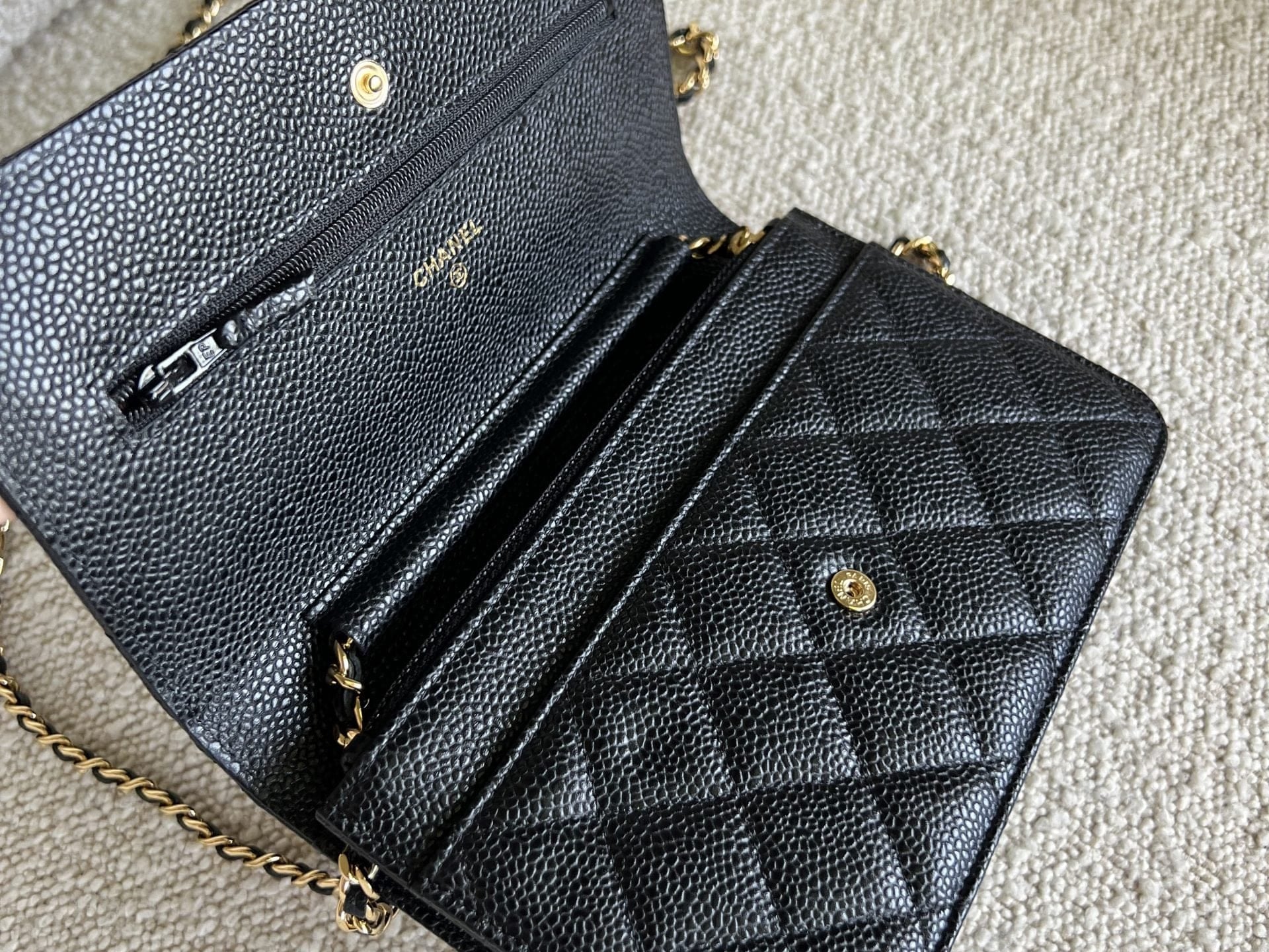 CHANEL Handbag Chanel Black Caviar Quilted Wallet On Chain GHW (WOC) -Knockoff
