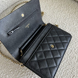 CHANEL Handbag Chanel Black Caviar Quilted Wallet On Chain GHW (WOC) -Knockoff
