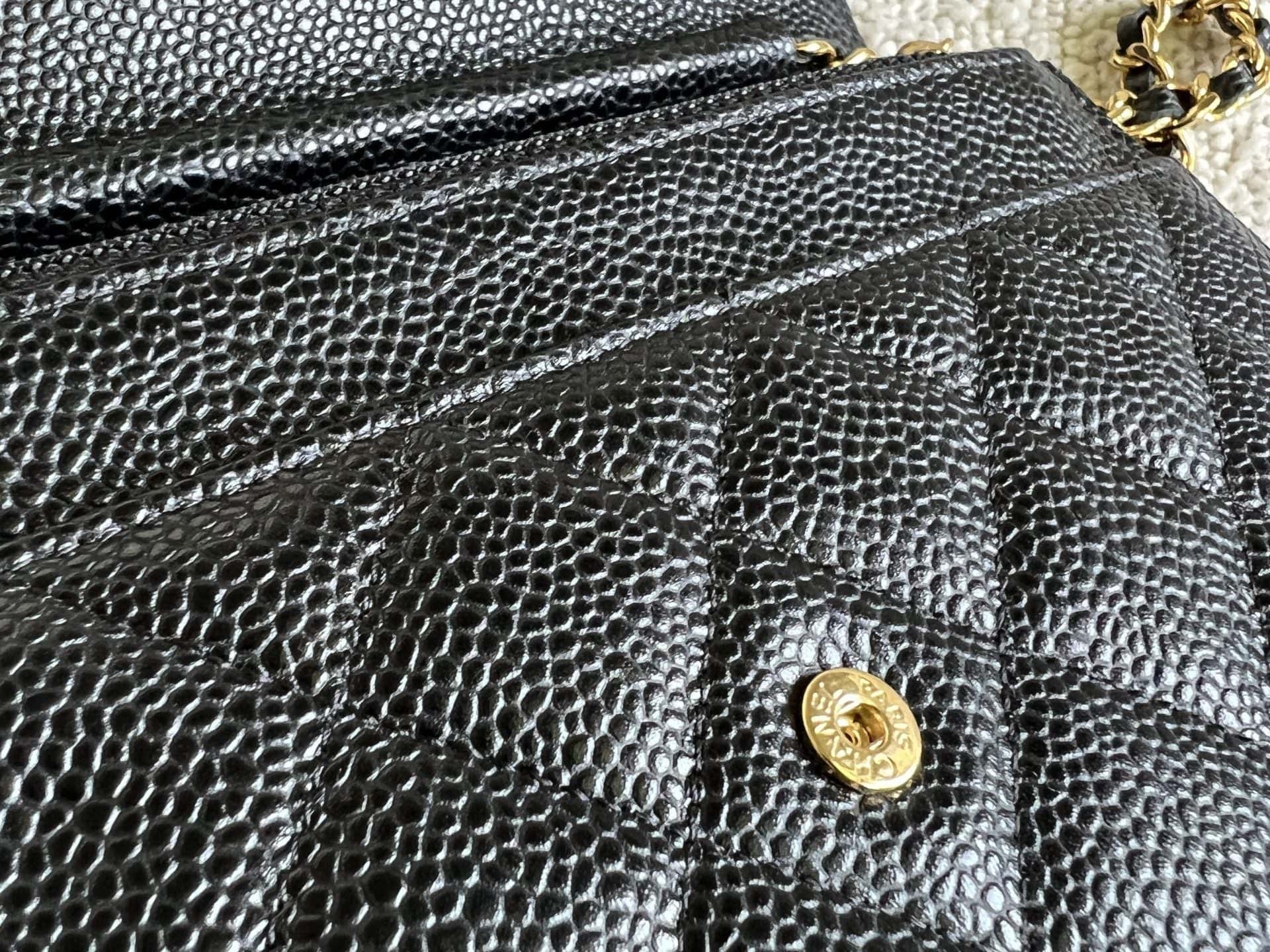 CHANEL Handbag Chanel Black Caviar Quilted Wallet On Chain GHW (WOC) -Knockoff
