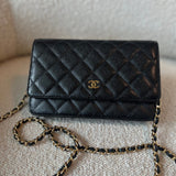 CHANEL Handbag Chanel Black Caviar Quilted Wallet On Chain GHW (WOC) -Knockoff
