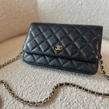 CHANEL Handbag Chanel Black Caviar Quilted Wallet On Chain GHW (WOC) -Knockoff
