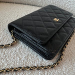 CHANEL Handbag Chanel Black Caviar Quilted Wallet On Chain GHW (WOC) -Knockoff
