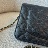 CHANEL Handbag Chanel Black Caviar Quilted Wallet On Chain GHW (WOC) -Knockoff
