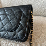 CHANEL Handbag Chanel Black Caviar Quilted Wallet On Chain GHW (WOC) -Knockoff
