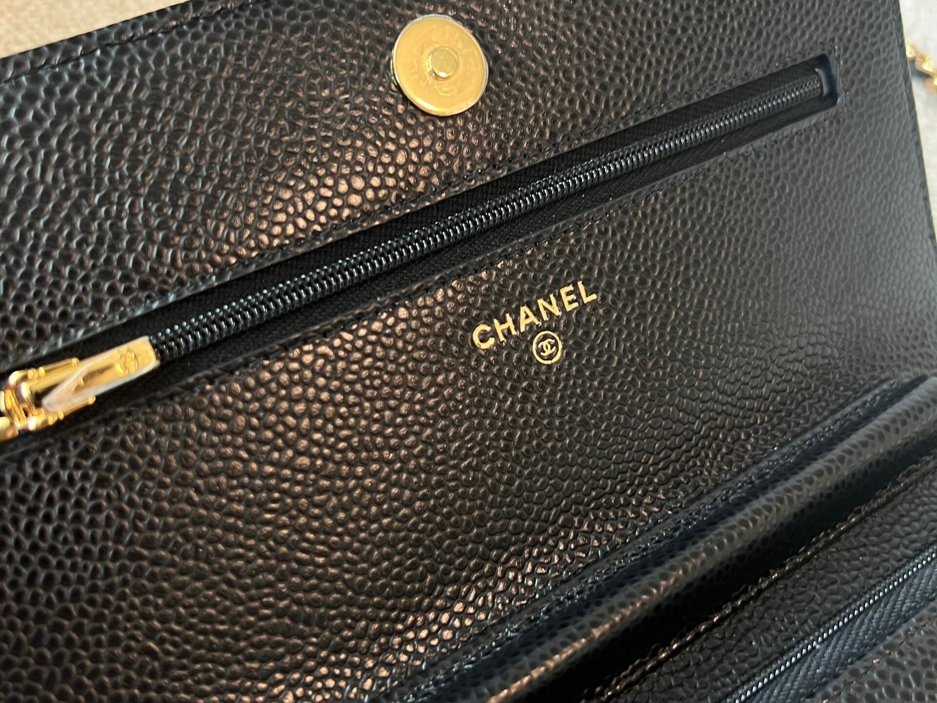 CHANEL Handbag Chanel Black Caviar Quilted Wallet On Chain GHW (WOC) -Knockoff
