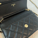 CHANEL Handbag Chanel Black Caviar Quilted Wallet On Chain GHW (WOC) -Knockoff
