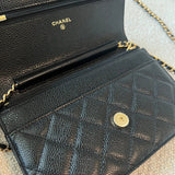 CHANEL Handbag Chanel Black Caviar Quilted Wallet On Chain GHW (WOC) -Knockoff
