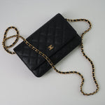 CHANEL Handbag Chanel Black Caviar Quilted Wallet On Chain GHW (WOC) -Knockoff
