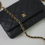 CHANEL Handbag Chanel Black Caviar Quilted Wallet On Chain GHW (WOC) -Knockoff
