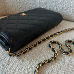 CHANEL Handbag Chanel Black Caviar Quilted Wallet On Chain GHW (WOC) -Knockoff
