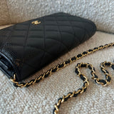 CHANEL Handbag Chanel Black Caviar Quilted Wallet On Chain GHW (WOC) -Knockoff
