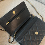 CHANEL Handbag Chanel Black Caviar Quilted Wallet On Chain GHW (WOC) -Knockoff
