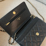 CHANEL Handbag Chanel Black Caviar Quilted Wallet On Chain GHW (WOC) -Knockoff
