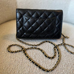 CHANEL Handbag Chanel Black Caviar Quilted Wallet On Chain Gold hardware(WOC) -Knockoff
